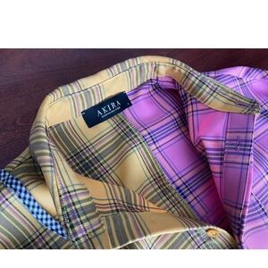 AKIRA Yellow & Pink Plaid Button-Down Shirt